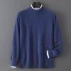 Men's 100% Pure Wool Half-High Neck Sweater - Solid Color, Business Casual Knit Base Layer Top