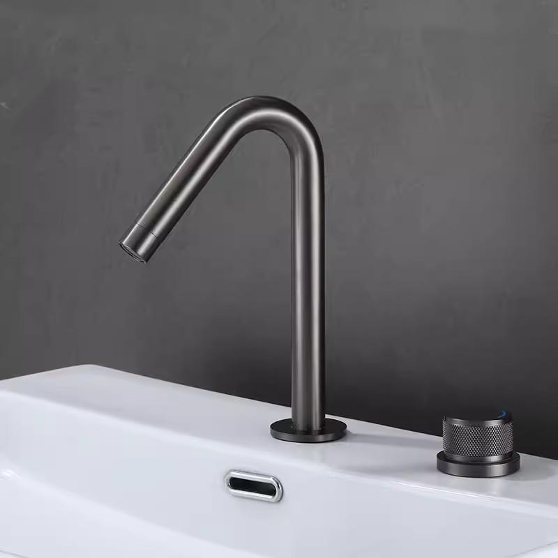 Tuqiu смеситель для ванной комнаты латунный широко расставленный щеткой золотой смеситель для раковины латунный смеситель для раковины 2 отверстия для горячей и холодной воды кран для воды