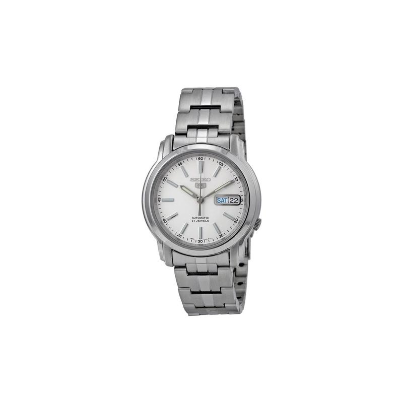 Seiko Seiko5 30 метров водонепроницаемые Кварцевые Стальной ремешок мужские часы белый циферблат SNKL75K1