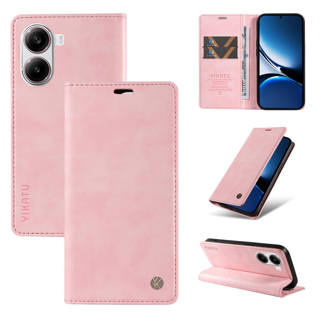 For Xiaomi Redmi Turbo 4 5G/Poco X7 Pro 5G Wallet Case YIKATU YK-006 Magnetic Closure Leather Phone Cover Litchi Texture