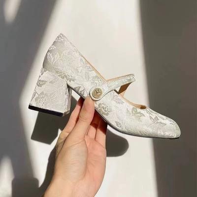 Модные туфли на высоком каблуке и платформе Mujer 2024, лето, новые модные туфли с пряжкой из цельной искусственной кожи, водонепроницаемые туфли для женщин