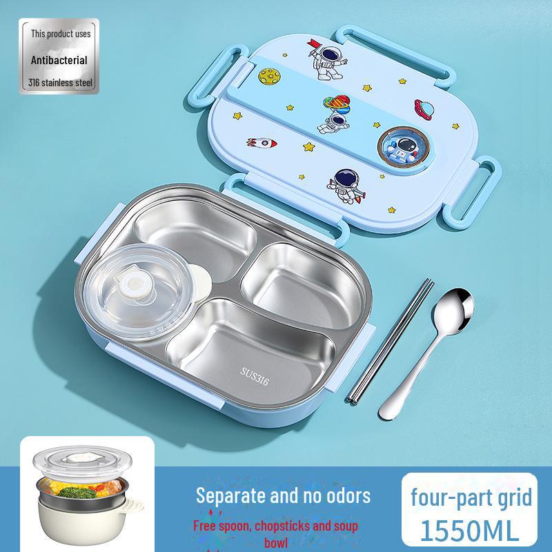 «Детский изолированный ланч-бокс из нержавеющей стали марки 316 с отсеком для подноса»