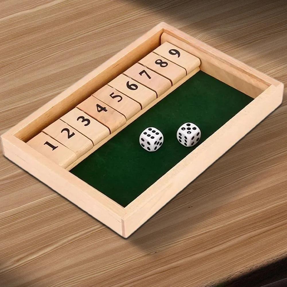 Shut The Box Настольная игра в кости Деревянные плашки и игра в кости 4 игрока Паб Бар Вечеринка Семейное развлечение для детей и взрослых