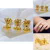 Unique Gold Plated Brass Open Bow Adjustable Ring Minimalist Charm For Women's Fashion