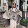 21 Style Big Pendulum Cloak With Hat Arabic Poncho Women Leopard Pocket Shawl Cape Knitted Middle East Split Thick Warm Blanket