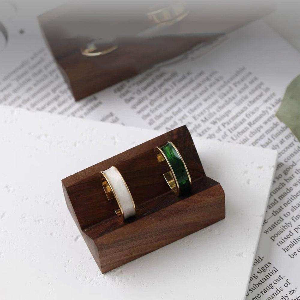 Walnut Ring Display Rack Wood Base Jewelry Photography Props Earring Storage Tray Home