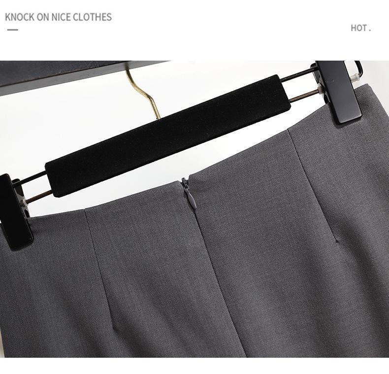 Французская серая плиссированная миди-юбка А-силуэта неправильной формы - Высокая талия, Лето 2025