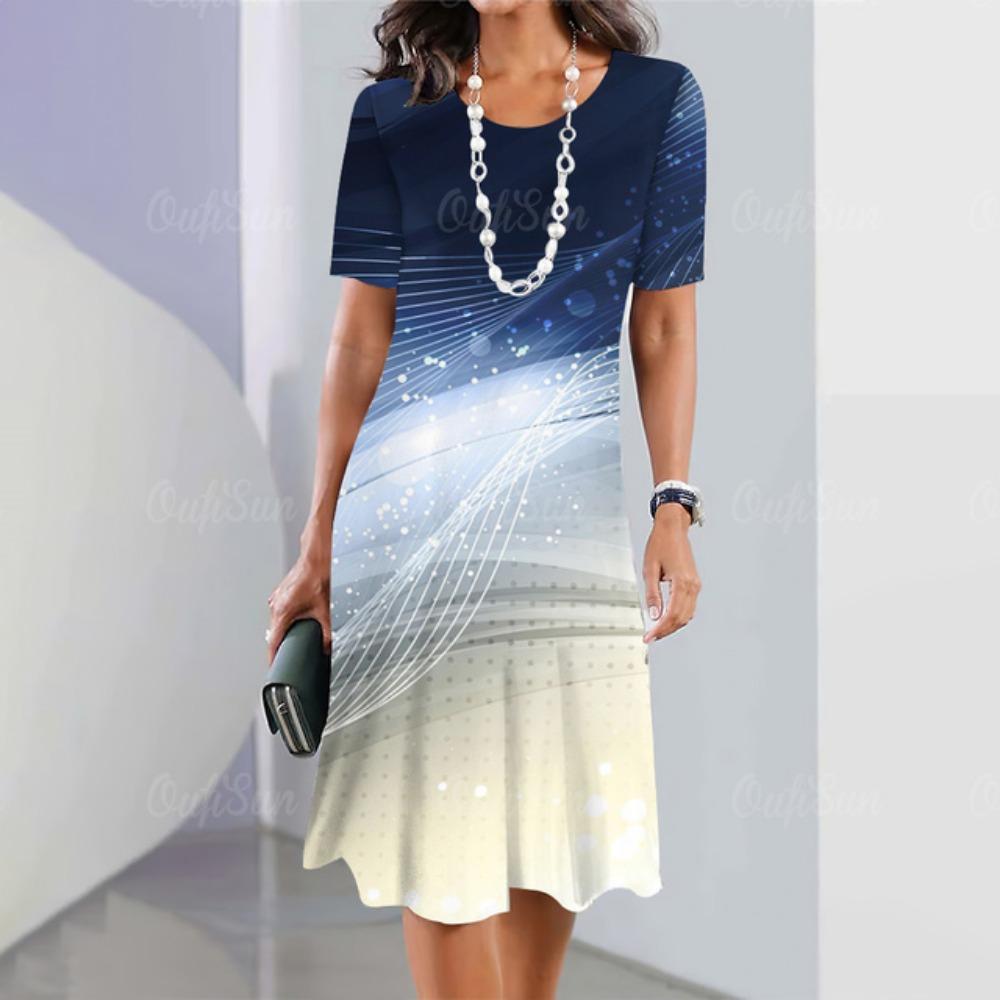 2025 новое элегантное и красивое платье миди с полосатым принтом для женщин, цельные летние платья больших размеров