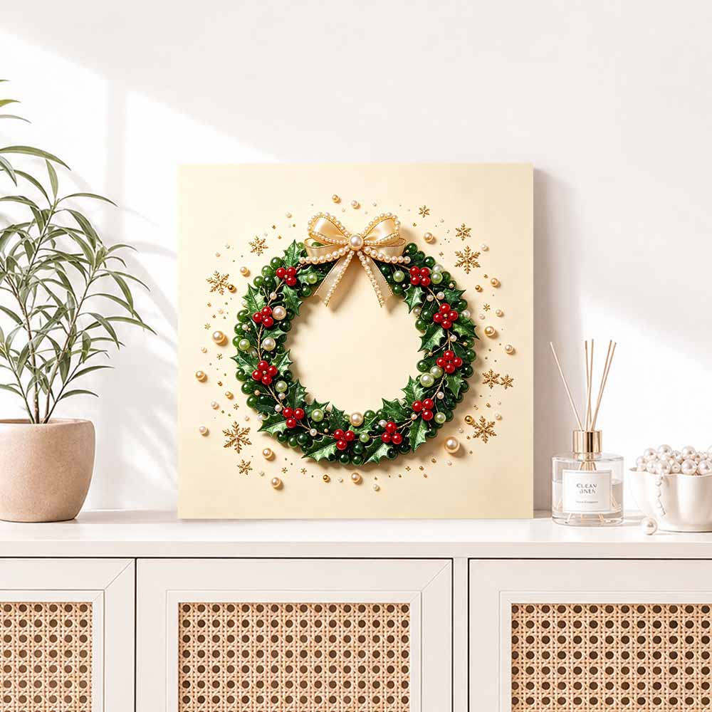 Pearl painting Christmas wreath art kit DIY handmade holiday home decor painting