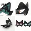 Unique Face Covering Cat Half Mask, Halloween Glitter Venetian Masquerade Exquisite Pattern Mask Rhinestone Ear for Party Costume Cosplay