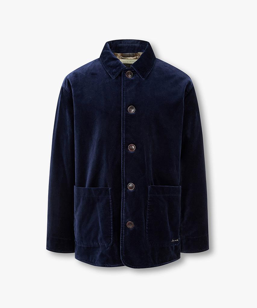 Man On The Boon Velvet Collar Button-Up Jacket_Navy 4715309016