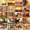 Алмазная картина лошадь закат пейзаж настенная наклейка 5d сделай сам алмазная вышивка мозаика животное природный пейзаж декор комнаты
