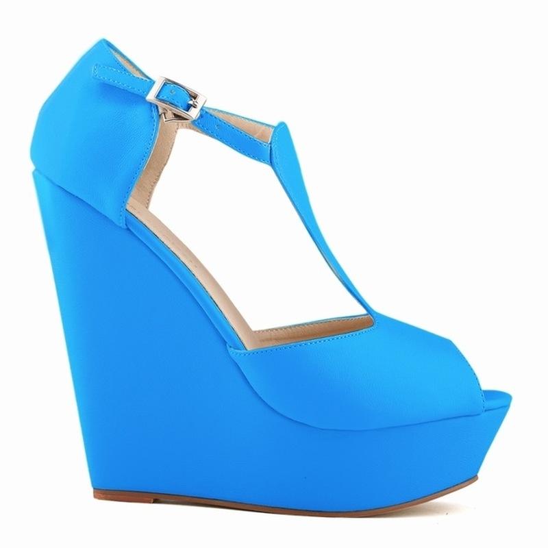 Women Sexy Sandals T-Strap Open Toe Shoes Matte Elegant Wedge Platform Pumps High Heels Shoe