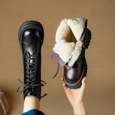 Мода НОВЫЕ Зимние Женские Ботинки Замшевые Ботинки для Женщин Круглый Носок Массивный Каблук Обувь Повседневные Ботинки на Молнии Современные Ботинки Теплые Шерстяные Зимние Ботинки