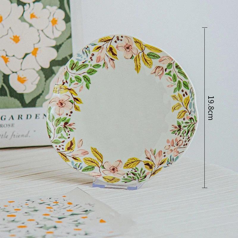 Креативные нестандартные керамические тарелки Изысканные цветы Торт Десертная тарелка Домашние деликатесы Рамен Чаша Отдых Офис Кофейная чашка