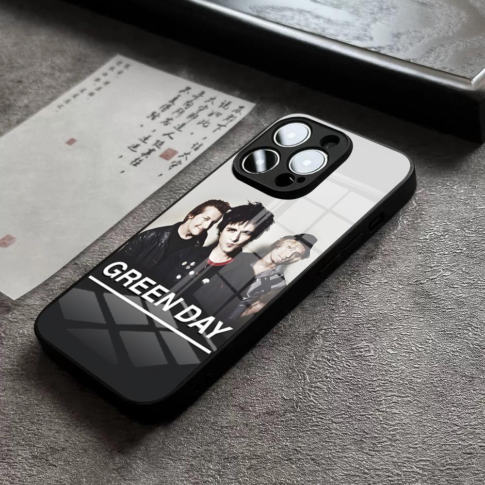 Чехол для телефона с изображением группы Green Day для 17 Pro Max IPhone 16 Pro 15 12 11 13 Mini X XR XS 14 Plus SE Стеклянная крышка