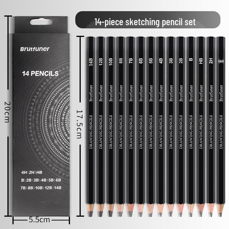 Ben Fan'er 14-Piece Sketch Pencil Set, 4H-14B for Students & Professional Art Drawing
