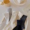 Хлопковые вязаные женские носки в японском стиле, школьные гольфы для девочек, женские корейские модные однотонные черные, белые, серые длинные носки