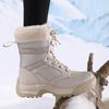 Женские зимние сноубутсы с высоким верхом на шнуровке - Плюшевые, Теплые, Износостойкие, Хлопковые уличные ботинки, Большие размеры в наличии