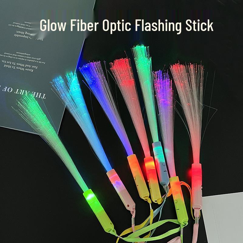 LED Flashing Frequency-Changing Fiber Optic Stick - Creative Luminous Toy for Concerts, Parties, and Night Events.