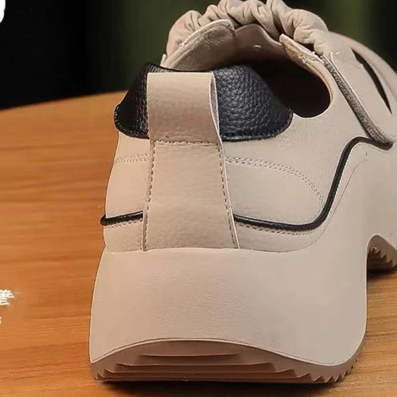 Женские туфли на платформе с неглубокой подошвой, дизайнерские туфли на среднем каблуке, повседневная обувь, осень 2024, новая спортивная обувь для ходьбы, женские туфли