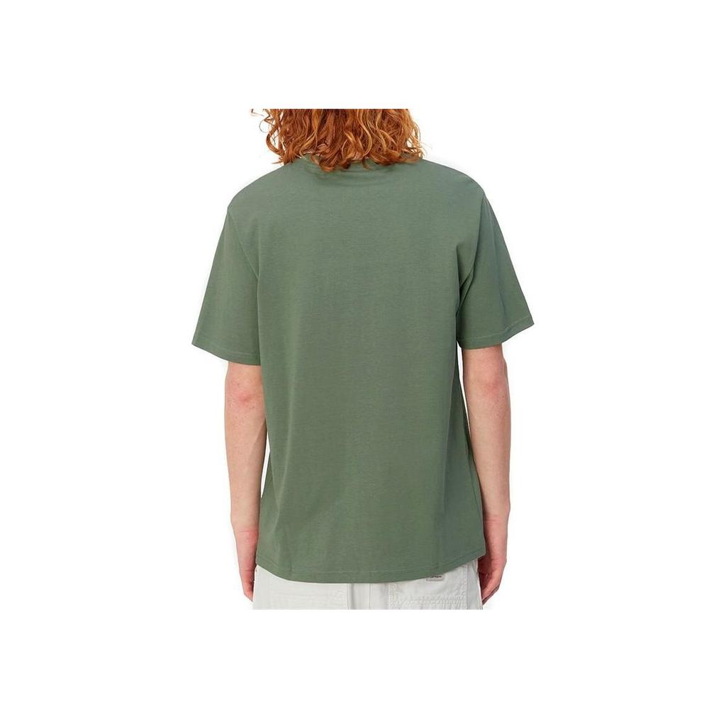 Carhartt WIP SS24 S/S Футболка с карманом и тканой графической этикеткой на переднем кармане Мужские футболки Зеленый I030434-1YF-XX