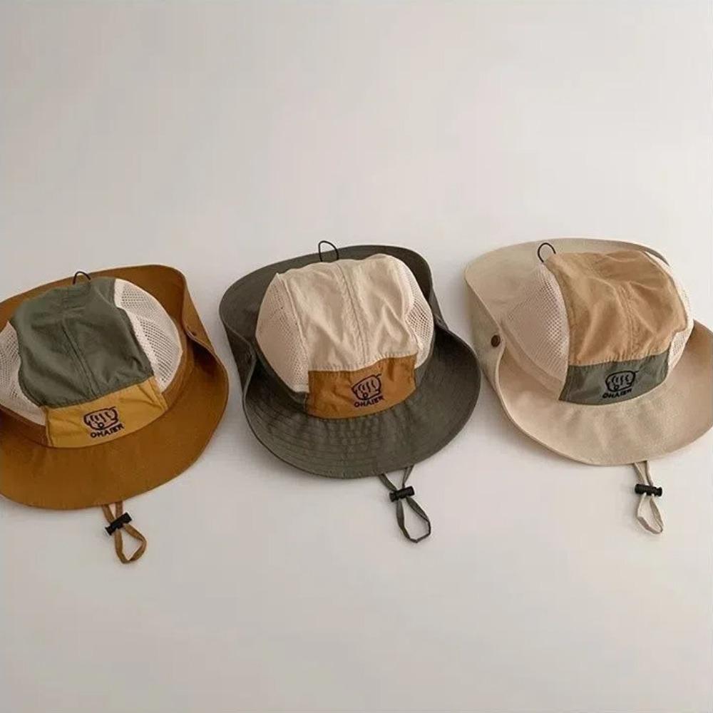 Mesh Kids Bucket Hats Quick Drying Children Fisherman Hat New Drawstring Basin Cap  Outdoor