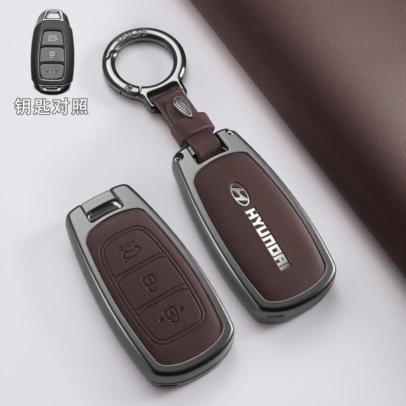 Styling Zinc Alloy Metal Car Key Case For Hyundai I30 Ix35 Kona Encino Solaris Azera Grandeur Ig Accent TM Palisade Santa Fe XX0