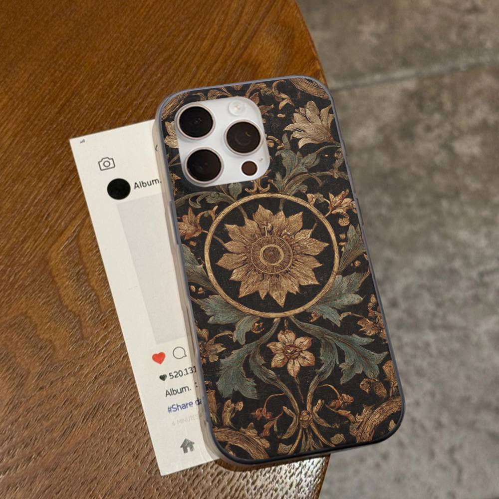 American Luxurious Vintage Patterns Soft Corrugated Transparent Phone Case For IPhone 17 15 16 11 12 13 14 Pro Max Plus Pro