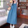 Women Summer Casual Round Neck Loose Sleeveless Dress