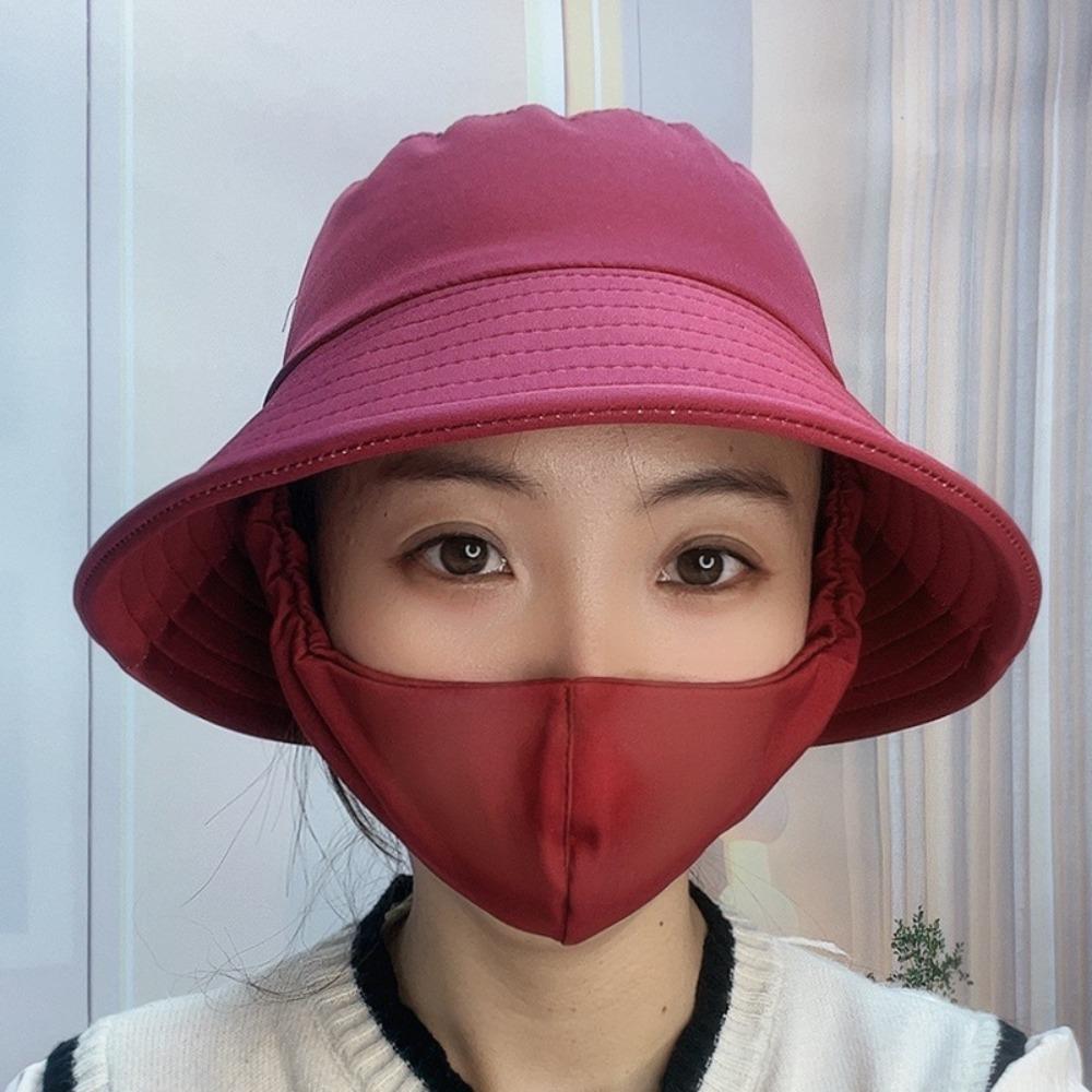 With Mask Agricultural Work Hat Bucket Hat Dust Mask Hat Fisherman Hat Protect Neck Anti-uv Four Seasons Sunscreen Hat