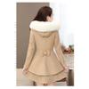 Women's Contrast Color Fur Collar Woolen Coat Nizi Coat Korean Style Slim Style