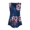Fashion Womens Summer V-neck Sleeveless Prints Tops Ruffle Loose Tunic Blouse