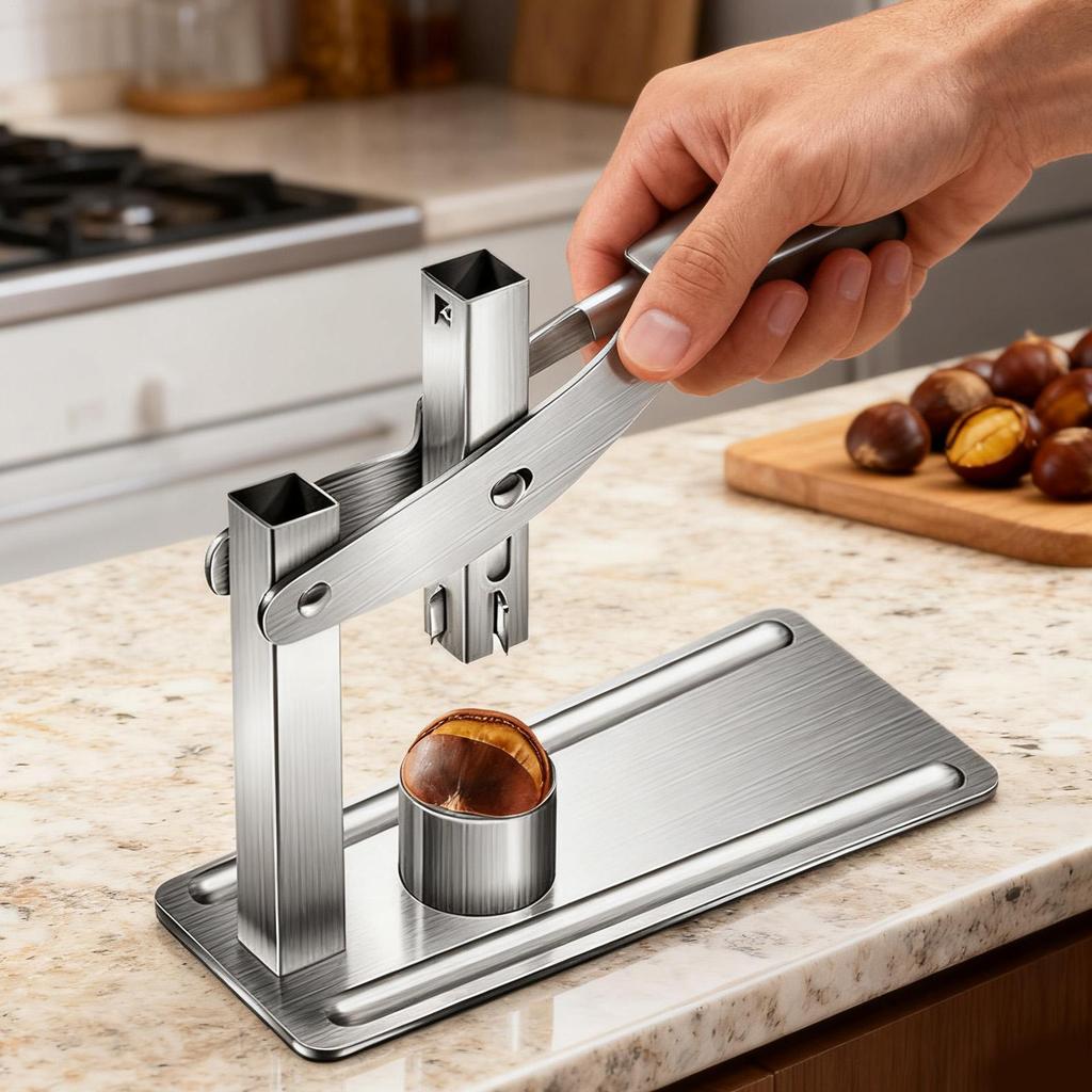 Chestnut Cutter Tool Stainless Cracker Portable Nutcracker for Walnuts Pecans Chestnuts Seniors Elderly Weak Hands Kitchen