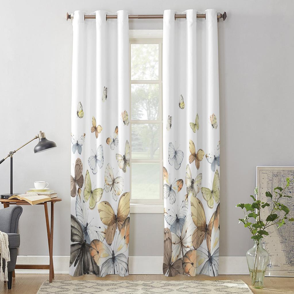 Пасторальные градиентные шторы с бабочками для спальни, гостиной, оконные шторы, жалюзи, кухня, домашний декор, шторы