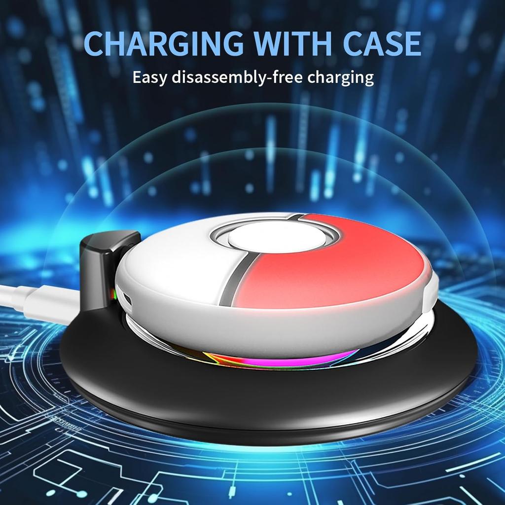 2 IN1 Magnetic Charging Stand and Silicone Protective Cover Pokémon GO Plus+ Charging Holder with USB Type-C Charger Cable and RGB Indicators