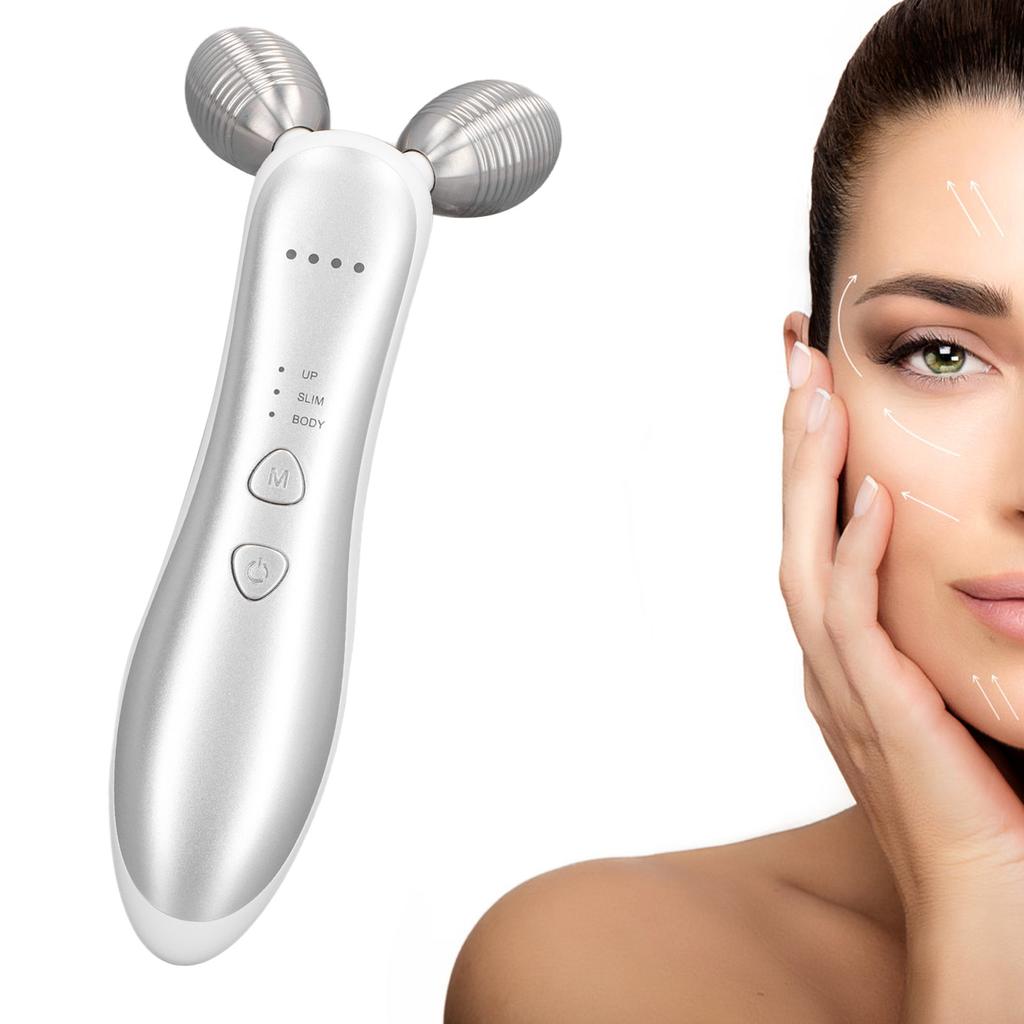Microcurrent Facial Roller Device 3 Modes 4 Levels Wrinkle Removal USB Rechargeable Heating Face Sli