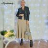 Korean Fashion Autumn Winter Women Long Skirt High Waist Black Beige Gray Brown Knitting Skirt Thick Warm Knitted All-Match Skirt