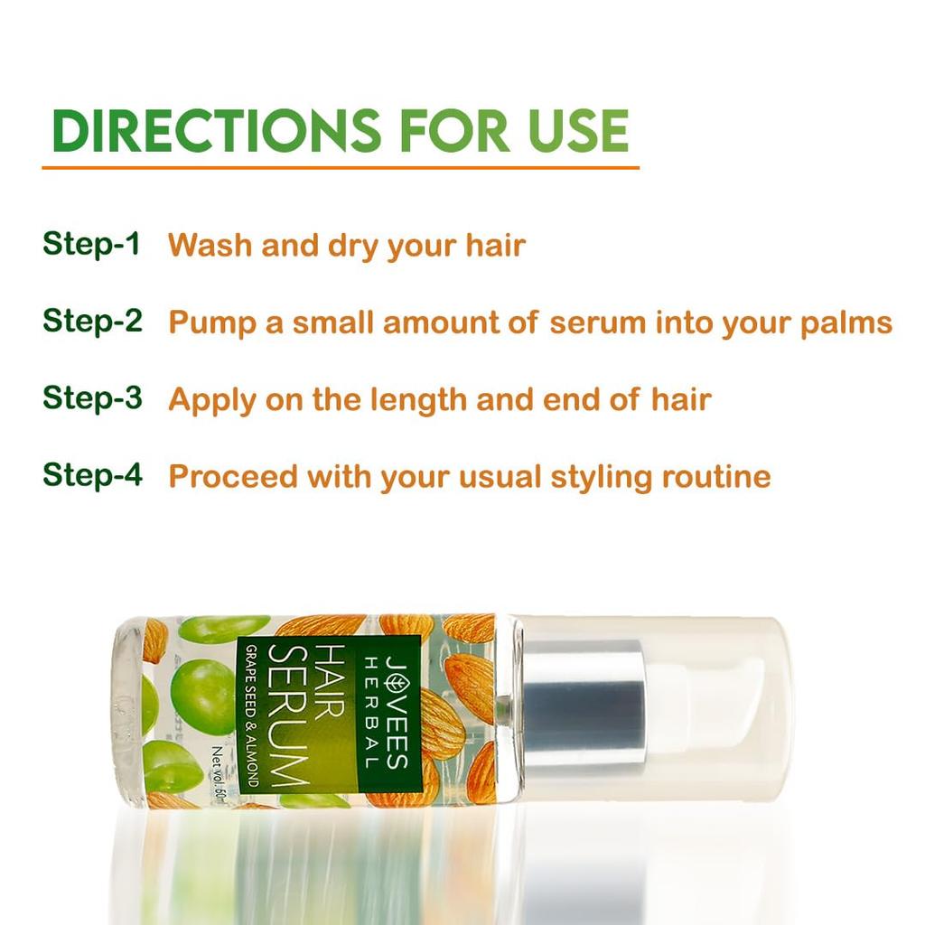 Jovees Herbal Hair Serum 60ml For Frizz Control & Shine Boost Lightweight Non-Sticky Hair Treatment For All Hair Types