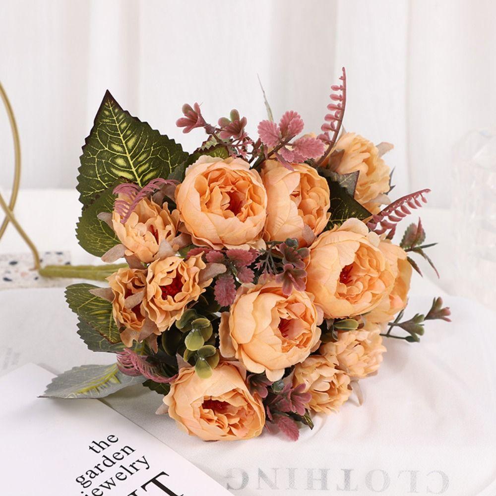 Anti-UV Wedding Arch Flower 9Heads Artificial Flower Vintage Simulation Rose  Home Decor