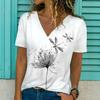 Летняя женская футболка большого размера с коротким рукавом и v-образным вырезом для женщин, белая модная женская футболка, топ с 3d принтом стрекозы, повседневная одежда