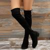 Women's Over-The-Knee Boots Fashion Elegant Suede Leather Tight High Stretch Long Boot Platform Med Heels Shoes 2025 Autumn New