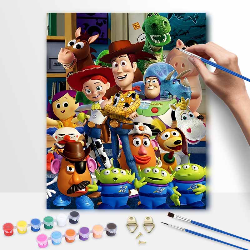 Disney Toy Story Oil Art Painting Kit Home Wall Decor Handmade Gift Woody Buzz Jessie Aliens Rex Potato Head Cartoon Room Decor Art