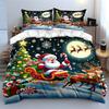 Santa, sleigh, reindeer, snowflakes. Bedding sets Duvet cover sets Duvet covers Pillowcases(1*Duvet Cover 2*Pillowcases without duvet insert)