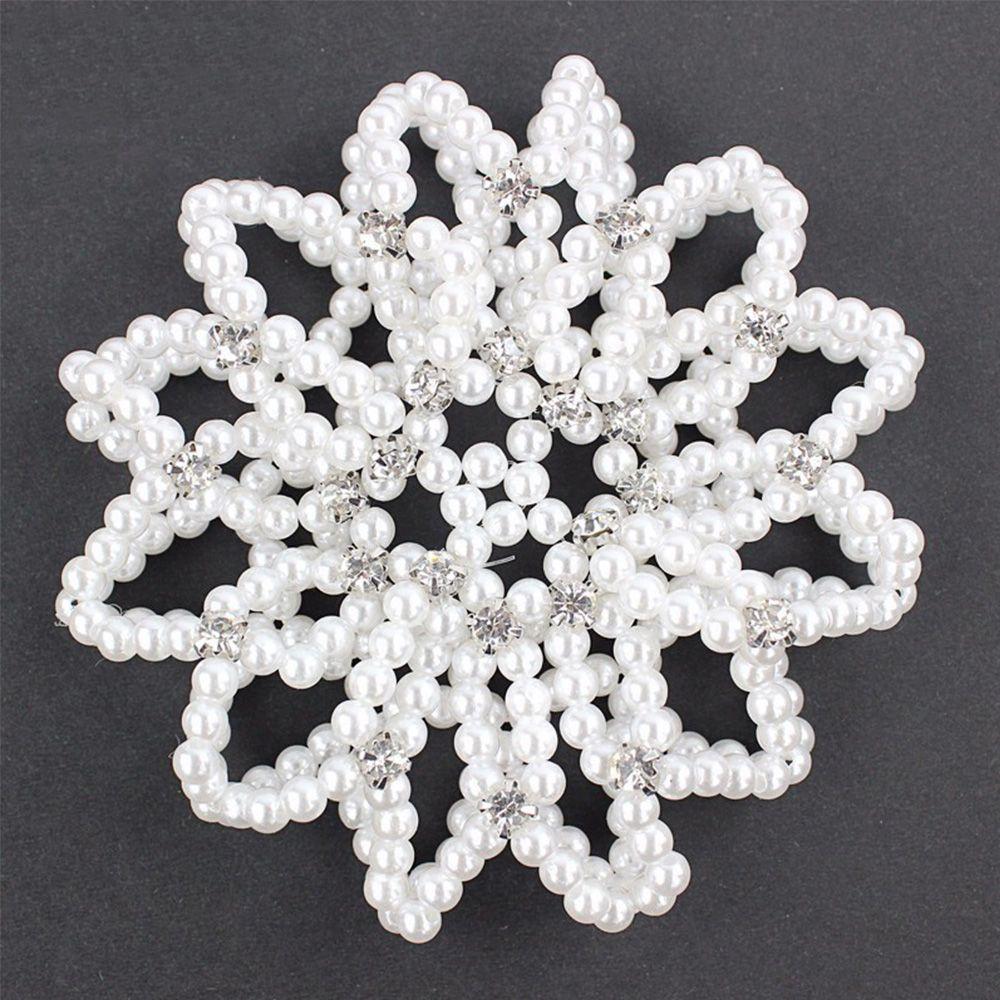 Furling Ornament Balle Crochet Elastic Crystal Handmade Pearl Hair Nets Bun Net Hair Bun Headwear