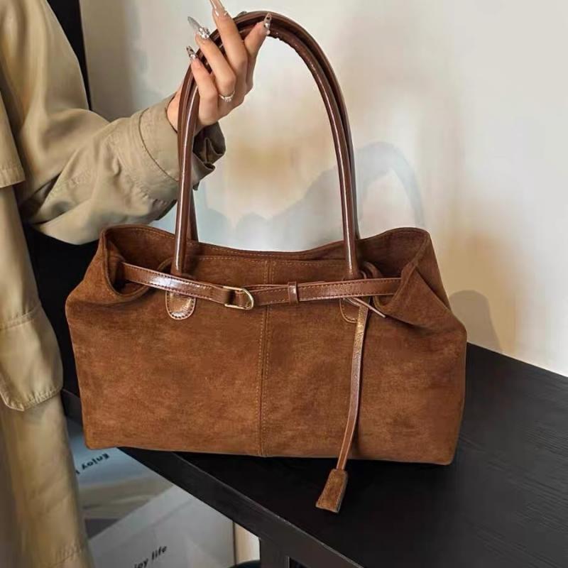 Korean Retro Velvet Underarm Bag, Tote Shoulder Bag, Large Capacity Commuter Bag for Women
