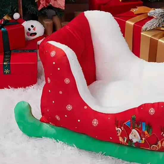 Christmas Sleigh Dog Bed Red Sleigh Fluffy Pet Bed Washable Plush Xmas Cat Couch Bed for Dogs And Cats Couch Floor Use
