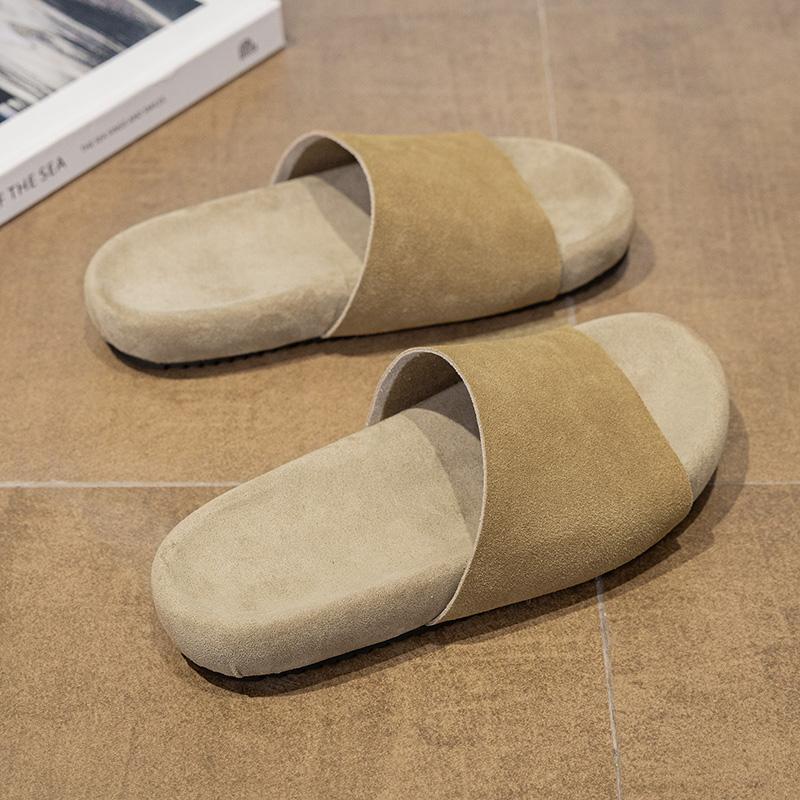 Fashion Women Flats Slippers Suede Fashion Casual Shoes 2025 Summer New Flip Flops Designer Slingback Sandals Beach Sandalias De Mujer