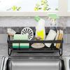 Sink Storage Rack Quick Drainage with Detachable Water Catcher Tray Stainless Carbon Steel Kitchen Drain Rack Sink Sponge Dish Rag Organization Shelf