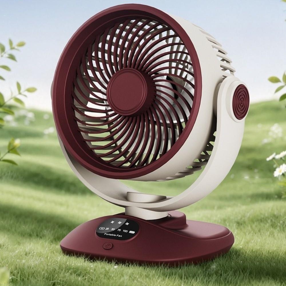 LED Digital Display Desktop Electric Fan 120° Rotating Outdoor Camping Fan Household